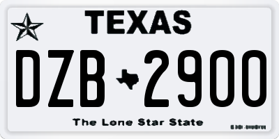 TX license plate DZB2900