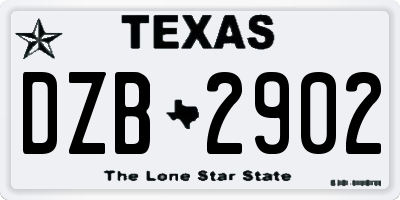 TX license plate DZB2902