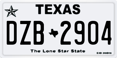 TX license plate DZB2904