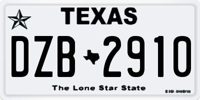 TX license plate DZB2910