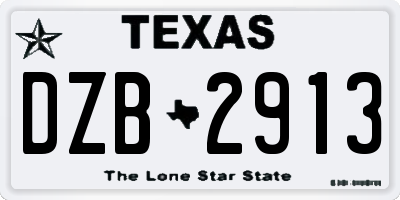 TX license plate DZB2913