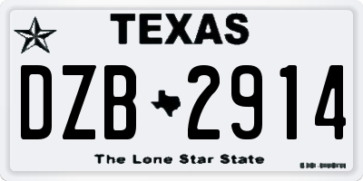TX license plate DZB2914