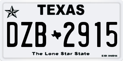TX license plate DZB2915