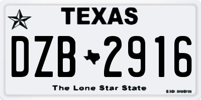 TX license plate DZB2916