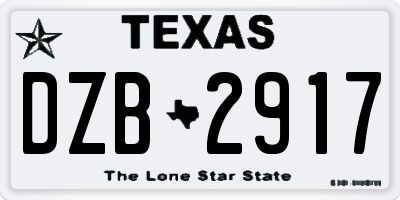 TX license plate DZB2917