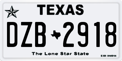 TX license plate DZB2918
