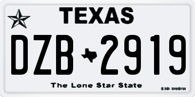 TX license plate DZB2919