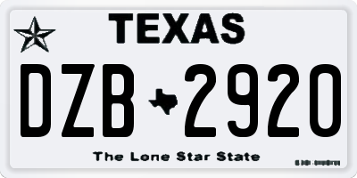 TX license plate DZB2920