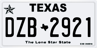 TX license plate DZB2921