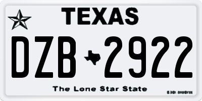 TX license plate DZB2922