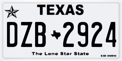 TX license plate DZB2924