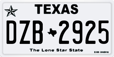 TX license plate DZB2925