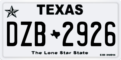 TX license plate DZB2926