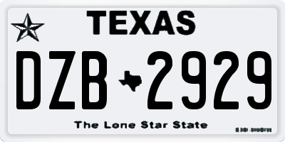 TX license plate DZB2929