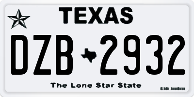 TX license plate DZB2932
