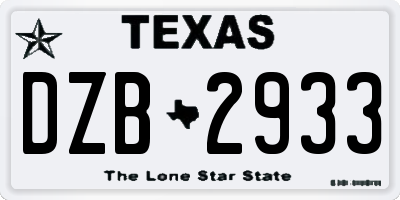 TX license plate DZB2933