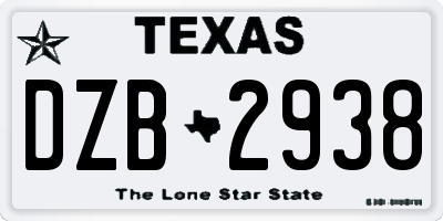 TX license plate DZB2938