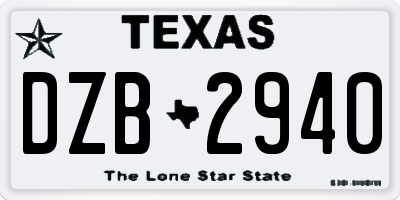 TX license plate DZB2940