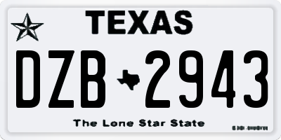 TX license plate DZB2943
