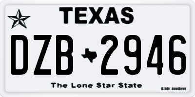 TX license plate DZB2946