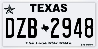 TX license plate DZB2948