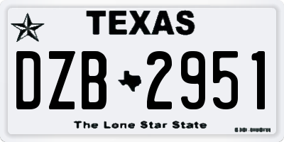 TX license plate DZB2951