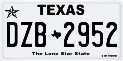 TX license plate DZB2952