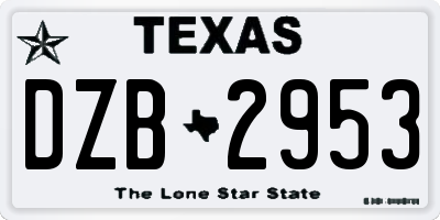 TX license plate DZB2953