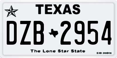 TX license plate DZB2954
