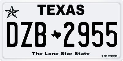 TX license plate DZB2955