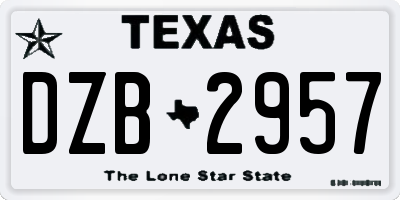 TX license plate DZB2957