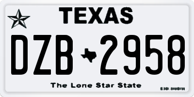 TX license plate DZB2958