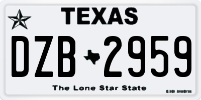 TX license plate DZB2959