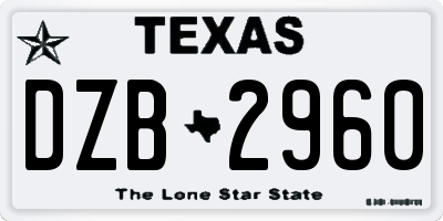 TX license plate DZB2960