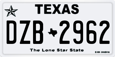 TX license plate DZB2962