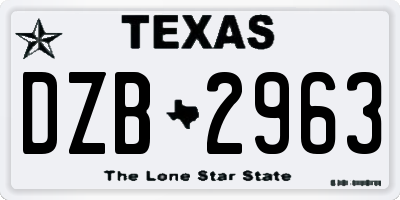 TX license plate DZB2963