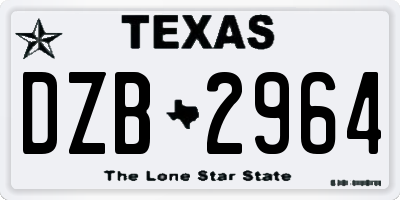 TX license plate DZB2964