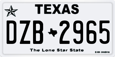 TX license plate DZB2965