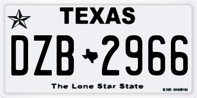 TX license plate DZB2966