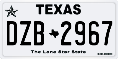 TX license plate DZB2967