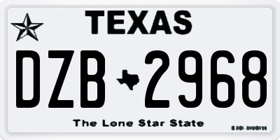 TX license plate DZB2968