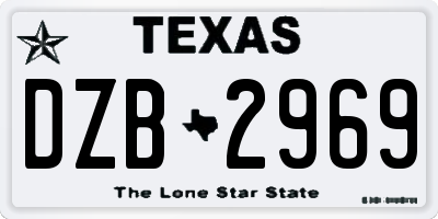 TX license plate DZB2969