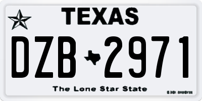TX license plate DZB2971
