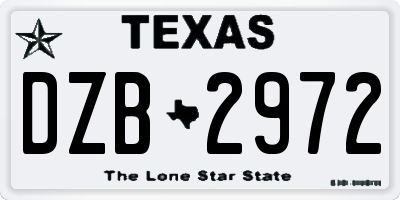 TX license plate DZB2972