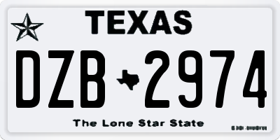 TX license plate DZB2974