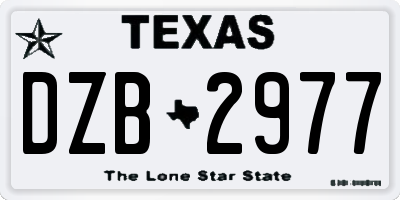 TX license plate DZB2977