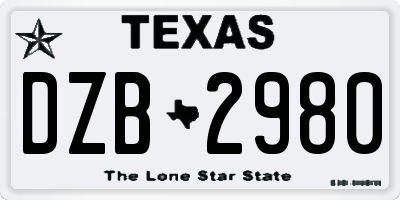 TX license plate DZB2980