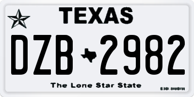 TX license plate DZB2982