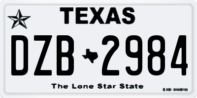TX license plate DZB2984