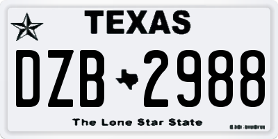 TX license plate DZB2988